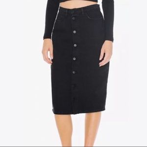 American apparel black denim button pencil skirt